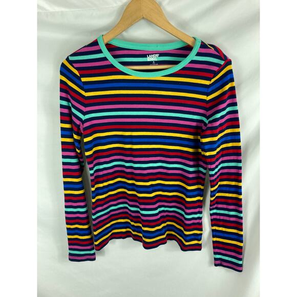 Lands End Striped Colorful Long Sleeve Top Size Medium - Picture 1 of 3